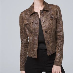 White House Black Market Snake Print Cropped Jacket